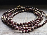 Garnet gemstone long necklace, Januray birthstone necklace