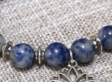 Lapis and Coconut PalmWood Mala Lotus