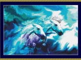 Blue Horses Cross Stitch Pattern