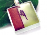 Martin Pescador - Handmade Pendant, Recycled Glass Pendant, Graphic Pendant, Ice Pendant 