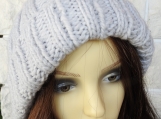 Women's  Grey Two Style Hat With Pom Pom - Free Shipping