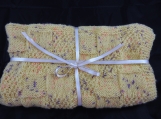 Knitted Yellow Flecked Baby Blanket - Free Shipping