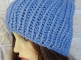 Women's Blue Hat With Blue Pom Pom - Free Shipping