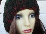 Women's Dark Multicoloured Hat With Brown Pom Pom - Free Shippin