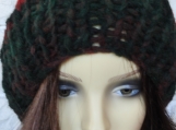 Women's Dark Multicoloured Hat With Cream Pom Pom - Free Shippin