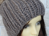 Women's Knitted Brown Hat With A Brown Pom Pom - Free Shipping