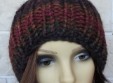 Women's Multicoloured Hat With Brown Pom Pom - Free Shipping