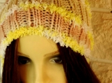 Women's Multicoloured Hat With Brown Pom Pom - Free Shipping