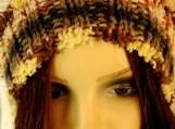 Women's Multicoloured Hat With Brown Pom Pom - Free Shipping