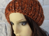 Women's Orange Random Hat With A Brown Pom Pom - Free Shipping