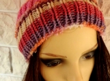 Women's Pink Multicoloured Hat With Pink Pom Pom - Free Shipping