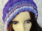 Women's Purple Two Style Hat With White Pom Pom - Free Shipping