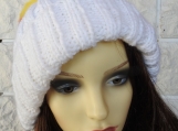 Women's White Hat With German Flag Pom Pom - Free Shipping