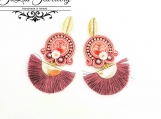 Bohemian Statement earrings for women, Womens Handmade dangle earrings, Fringe Earrings Art Deco Peach earrings Gift for Her