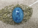 OOAK Ornate Bracelet with Blue Painting #3112
