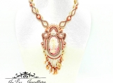 Soutache Ocean Necklace Jewelry for women, Bohemian Soutache Pendant Gemstone necklace, Bridal Coral Statement Necklace Jewelry for women