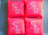 Red Embroidered Chicago Sox Corn hole Bags