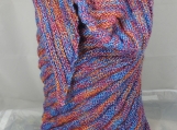 Knitted Womens Blue, Pink, Orange And Purple Triangular Shawl