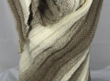 Knitted Womens Browns And Cream Striped Ribbed Triangular Shawl