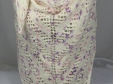 Knitted Womens Cream And Purple Flecked Triangular Lace Shawl