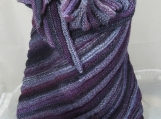 Knitted Womens Purple, Blue And Grey Ribbed Triangular Shawl