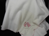 White Fleece Baby Blanket With Embroidered Pink Teddy Bear
