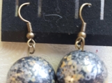 Silver, Black and Tan Ball Earrings