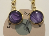 Gold & Purple Pierced Earrings #3065