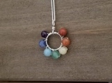 7 Chakra necklace - 4mm beads - stainless steel - 17.7 inches