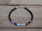 7 Chakras Bracelet - Healing Jewelry - Reiki - Yoga - Balancing - 3 mm beads - Gold Filled - High Quality