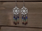7 Chakras Earrings - Healing Jewelry - Seed of life - Reiki - Yoga - Balancing - Stainless Steel - Natural Gemstones