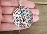 7 Chakras Necklace - Flower of Life - Healing Jewelry - Reiki - Yoga - Balancing - Stainless Steel