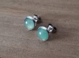Gemstone Earrings  - 8 mm Green Aventurine - Stainless Steel -  gift for girls