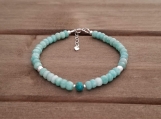 Healing Bracelet - Amazonite - Honor - Trust - Sincerity - Communication - Clarity - Prophecy - Sterling Silver - 7-8 inches