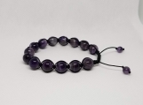 Healing Bracelet - Amethyst - Inner peace - Wisdom - Meditation - Balance - Relieves stress - Adjustable Length 7-9 inches - 10 mm beads