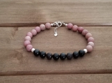 Healing Bracelet - Rhodonite - Sterling Silver - 7-8 inches - 6 mm beads