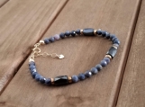 Healing Bracelet - Sapphire - September Birthstone - Gold Filled - 6.5 - 7.5 inches - 4 mm beads