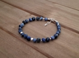 Healing Bracelet - Sodalite - Logic - Intelligence - Emotional balance - Intuition - Clarity - Sterling Silver - 7-8 inches - 6 mm beads