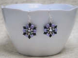 Hand-Stitched Purple Earrings with Crystal 