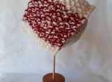 Red and White Seed Stitch Headband