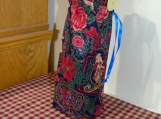 Wine Cover / Bag Christmas Theme, Crimson top, blue drawstring