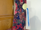 Wine Cover / Bag Christmas theme, Red top, Blue drawstring