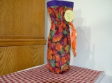 Wine cover/ bag Fall leaves purple top Orange Ribbon