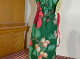 Wine Cover / Bag Poinsettia flowers, Red drawstring