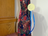 Wine Cover / Bag St. Nickolas, Flowers, Red top, blue drawstring