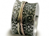 A way of life - Sterling silver integrated 9K rose and yellow gold filigree band. 