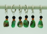 Faceted Black Onyx and Green Gemstone Stitch Marker - Set of 6