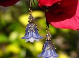 Lucite Flowers with Antiqued Brass Finished Leaves and Swarovski Crystals 