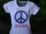 Personalized Patriotic Peace Sign Shirt - Custom Made Sizes 3 mos-Youth 12