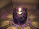 ENCHANTING HAND PAINTED "AMETHYST" LEAD FREE CANDLE HOLDER